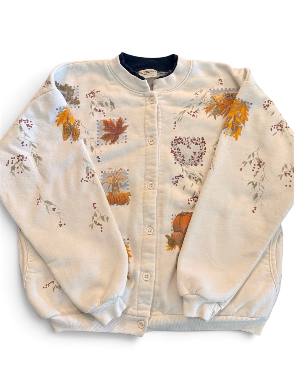 Women’s Cream Fall-Print Crewneck